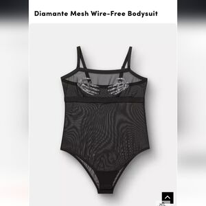 Diamante Mesh Wire-Free Bodysuit - Black